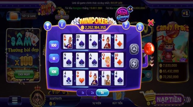 Mini poker Rikvip phiên bản mini game chuẩn quốc tế siêu hot