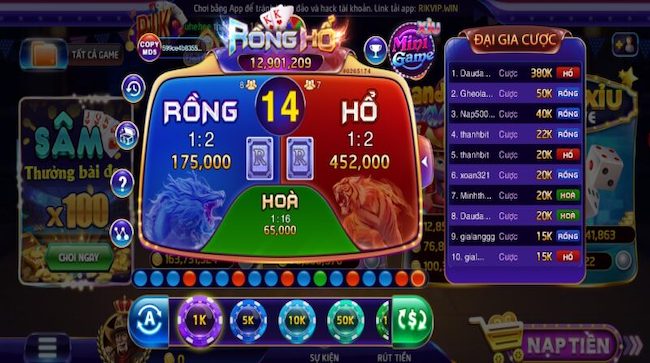 Hướng dẫn chơi game rồng hổ cho người chơi Rikvip mới